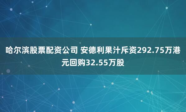 哈尔滨股票配资公司 安德利果汁斥资292.75万港元回购32.55万股